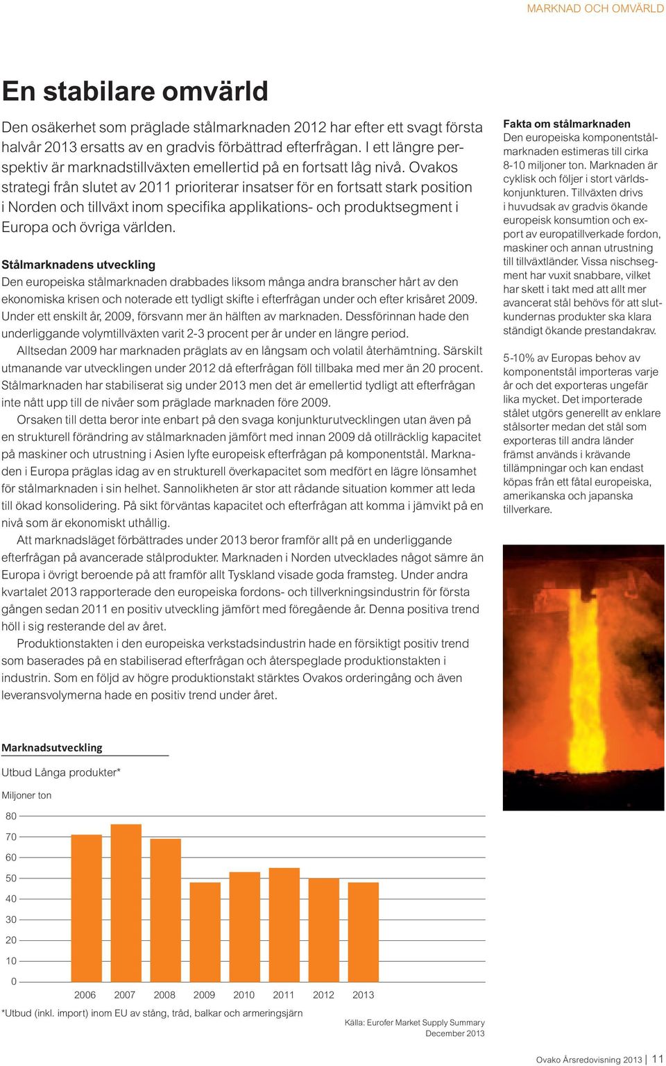 Ovakos strategi från slutet av 2011 prioriterar insatser för en fortsatt stark position i Norden och tillväxt inom specifika applikations- och produktsegment i Europa och övriga världen.