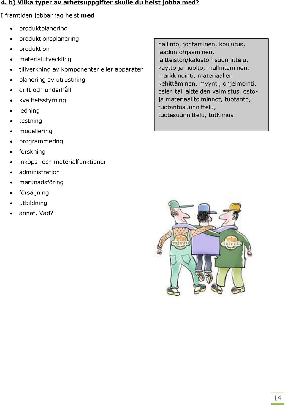 underhåll kvalitetsstyrning ledning testning modellering programmering forskning inköps- och materialfunktioner administration marknadsföring försäljning utbildning annat. Vad?