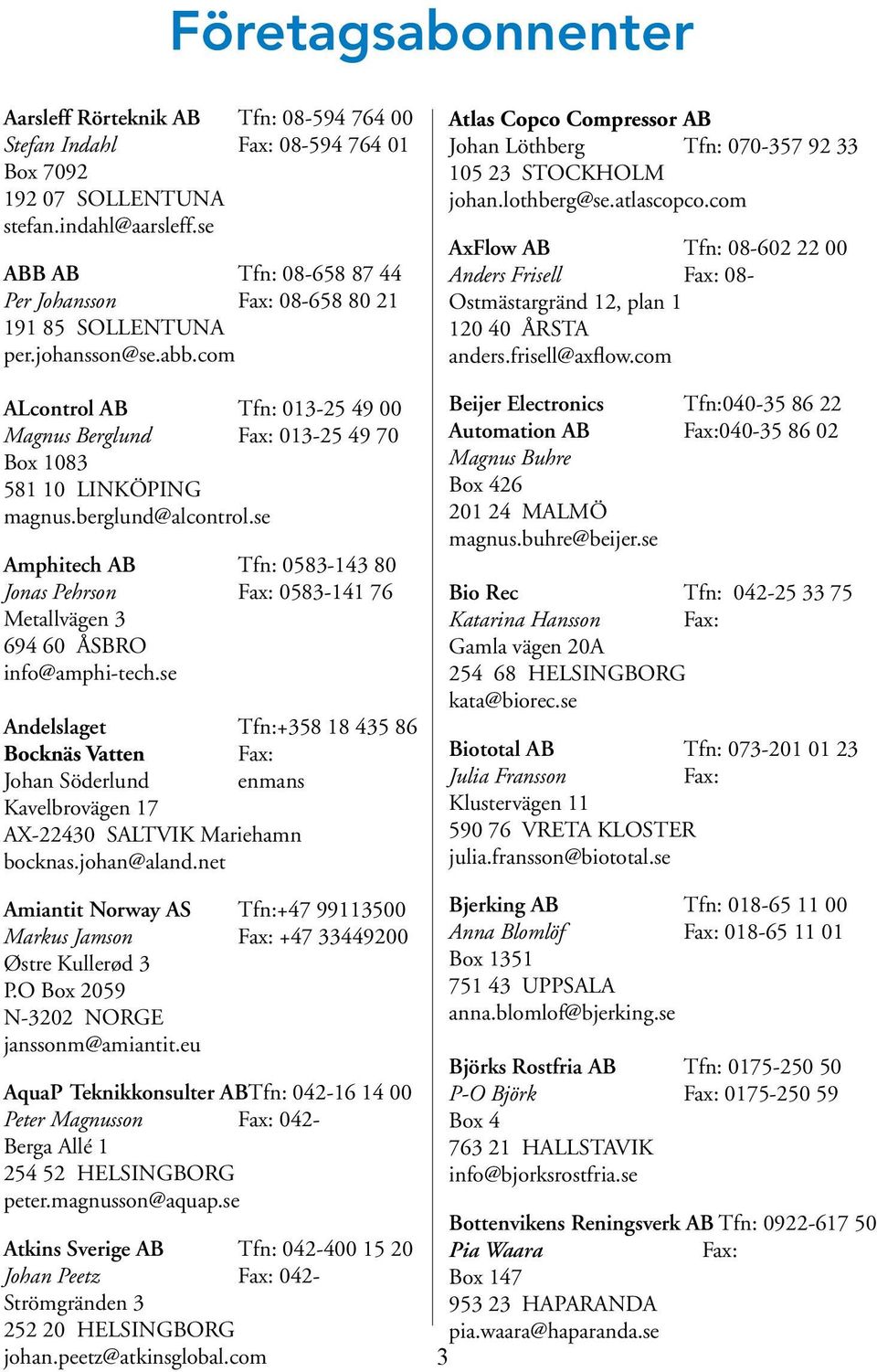 berglund@alcontrol.se Amphitech AB Tfn: 0583-143 80 Jonas Pehrson 0583-141 76 Metallvägen 3 694 60 ÅSBRO info@amphi-tech.