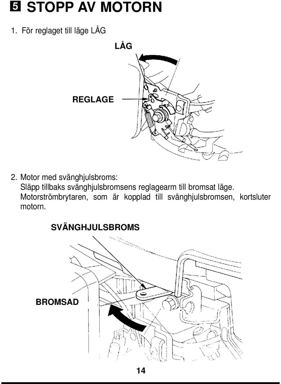 reglagearm till bromsat läge.