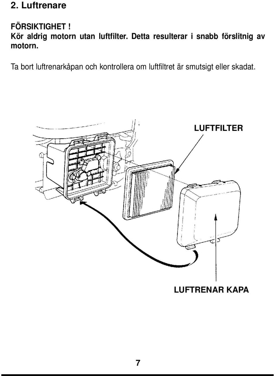 Detta resulterar i snabb förslitnig av motorn.