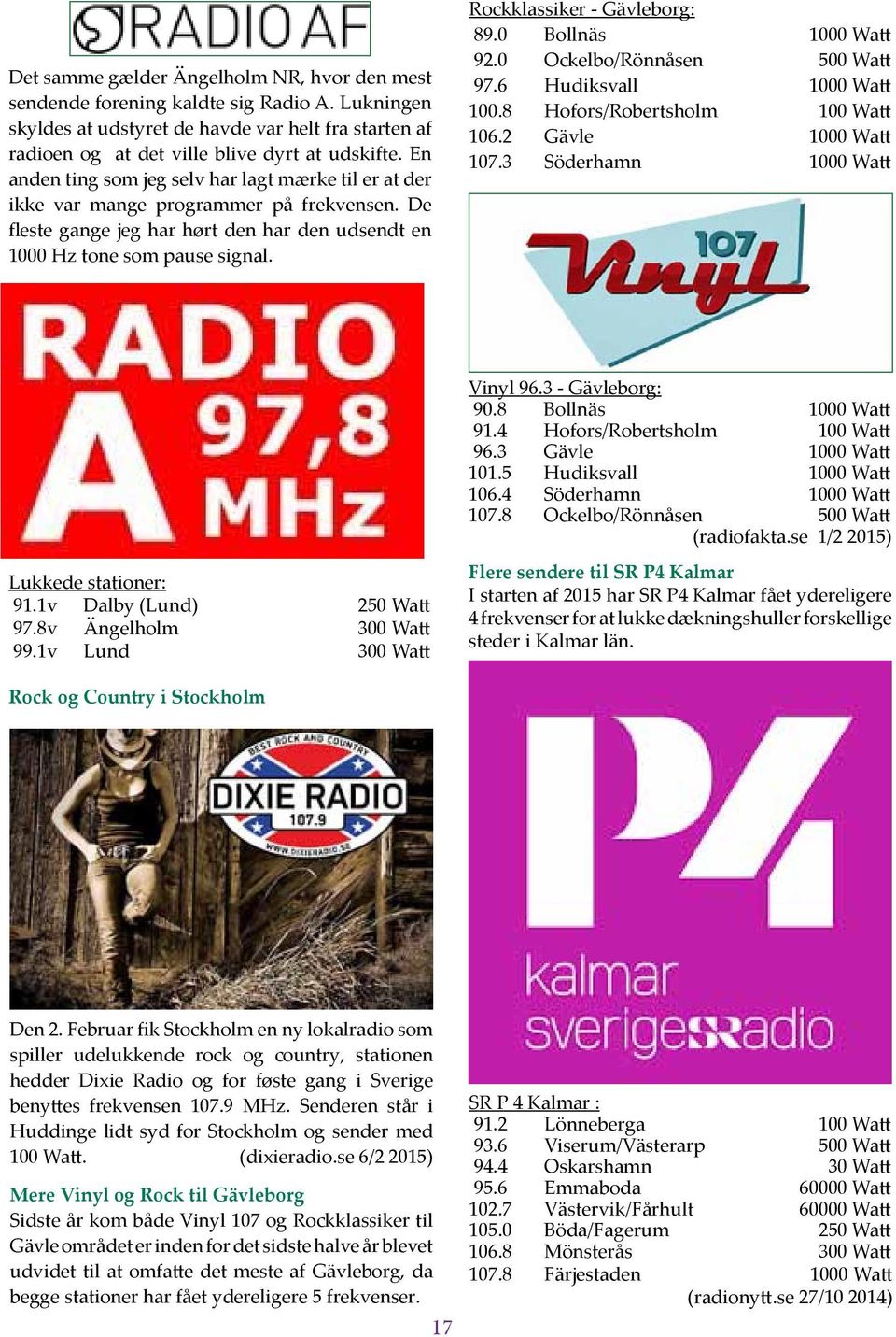 Rockklassiker - Gävleborg: 89.0 Bollnäs 1000 Watt 92.0 Ockelbo/Rönnåsen 500 Watt 97.6 Hudiksvall 1000 Watt 100.8 Hofors/Robertsholm 100 Watt 106.2 Gävle 1000 Watt 107.3 Söderhamn 1000 Watt Vinyl 96.