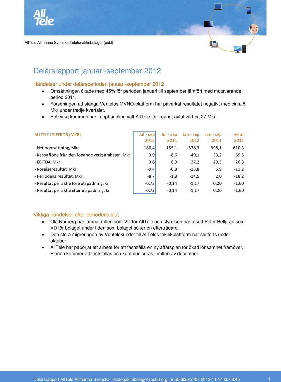 Botkyrka kommun har i upphandling valt AllTele för treårigt avtal värt ca 27 Mkr.