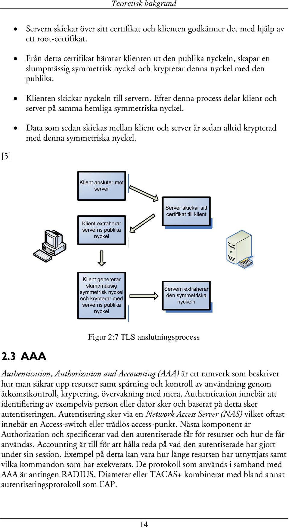 Efter denna process delar klient och server på samma hemliga symmetriska nyckel. Data som sedan skickas mellan klient och server är sedan alltid krypterad med denna symmetriska nyckel. [5] 2.