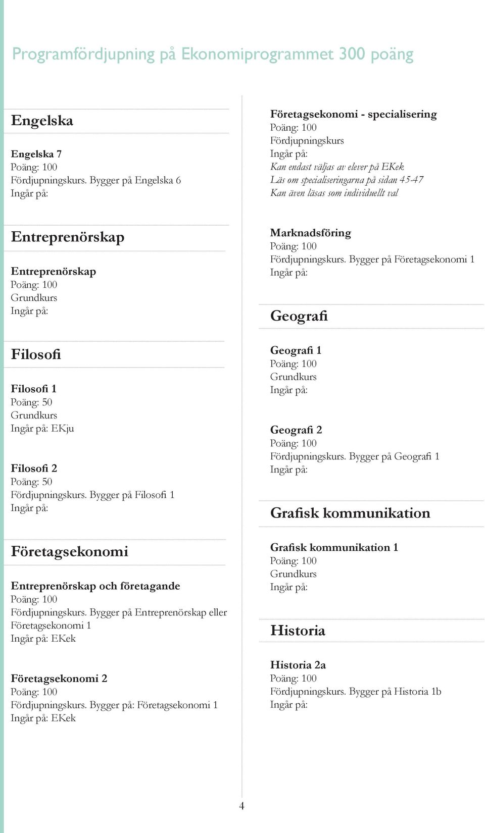 Filosofi 1 EKju Filosofi 2 Fördjupningskurs. Bygger på Filosofi 1 Företagsekonomi Entreprenörskap och företagande Fördjupningskurs.