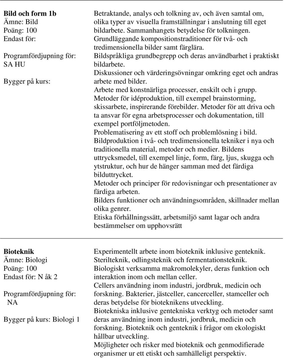 Bildspråkliga grundbegrepp och deras användbarhet i praktiskt bildarbete. Diskussioner och värderingsövningar omkring eget och andras arbete med bilder.