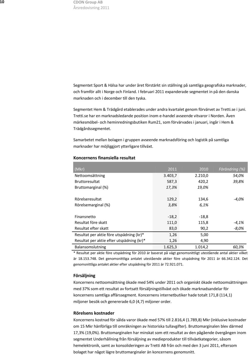 se i juni. Tretti.se har en marknadsledande position inom e-handel avseende vitvaror i Norden.