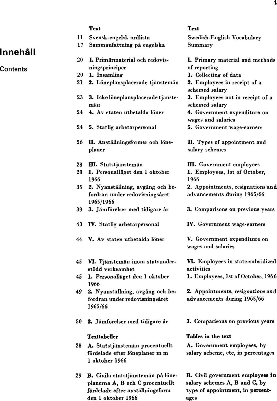 Personalläget den 1 oktober 1966 35 2. Nyanställning, avgång och befordran under redovisningsåret 1965/1966 39 3. Jämförelser med tidigare år 43 IV. Statlig arbetarpersonal 44 V.