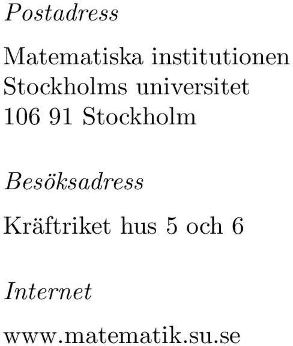 universitet 106 91 Stockholm