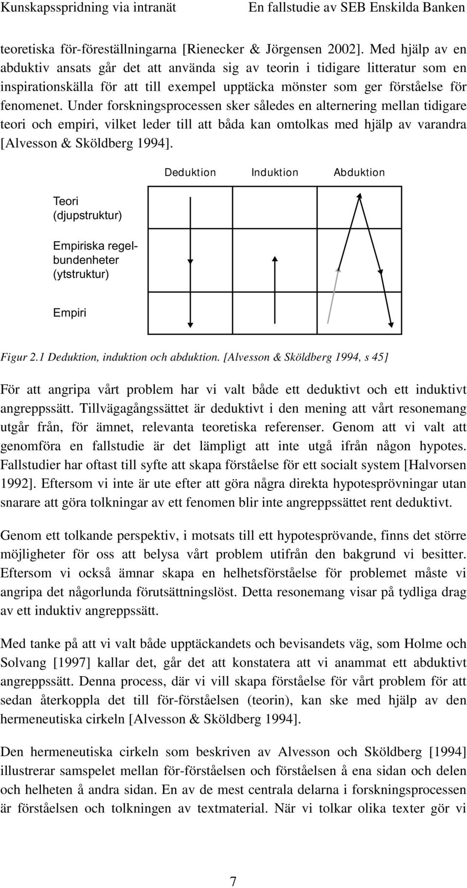 Under forskningsprocessen sker således en alternering mellan tidigare teori och empiri, vilket leder till att båda kan omtolkas med hjälp av varandra [Alvesson & Sköldberg 1994].