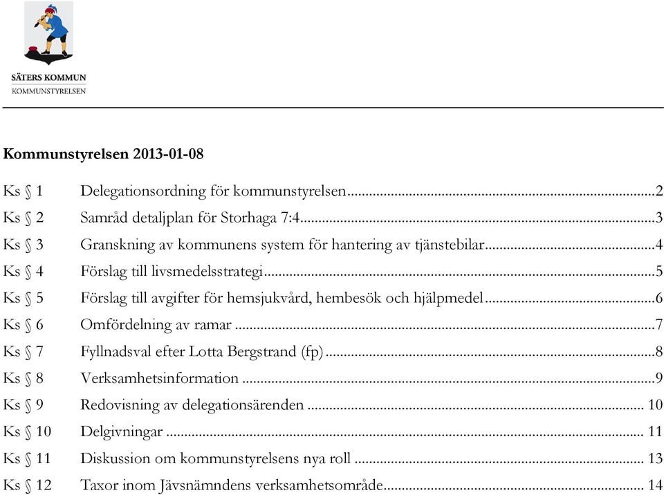 .. 5 Ks 5 Förslag till avgifter för hemsjukvård, hembesök och hjälpmedel... 6 Ks 6 Omfördelning av ramar.