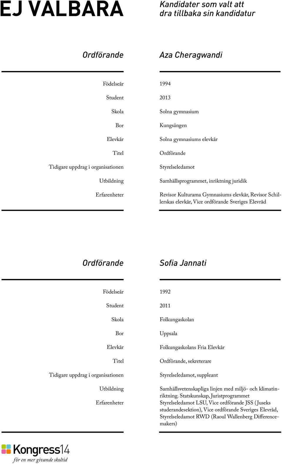 Jannati Tidigare uppdrag i organisationen 1992 2011 Folkungaskolan Uppsala Folkungaskolans Fria, sekreterare, suppleant Samhällsvetenskapliga linjen med miljö- och