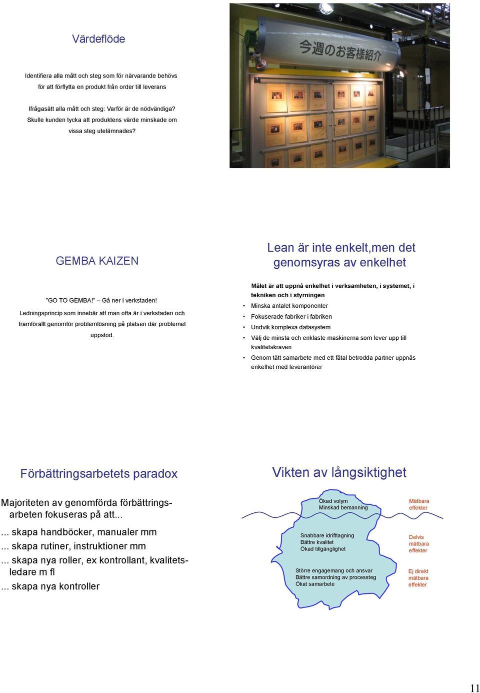 Ledningsprincip som innebär att man ofta är i verkstaden och framförallt genomför problemlösning på platsen där problemet uppstod.