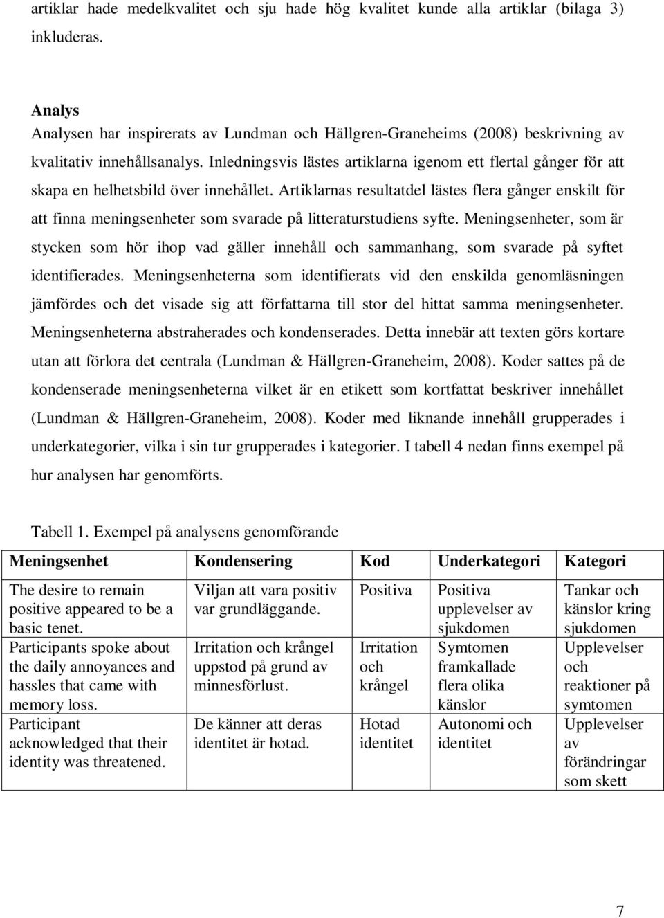 Inledningsvis lästes artiklarna igenom ett flertal gånger för att skapa en helhetsbild över innehållet.