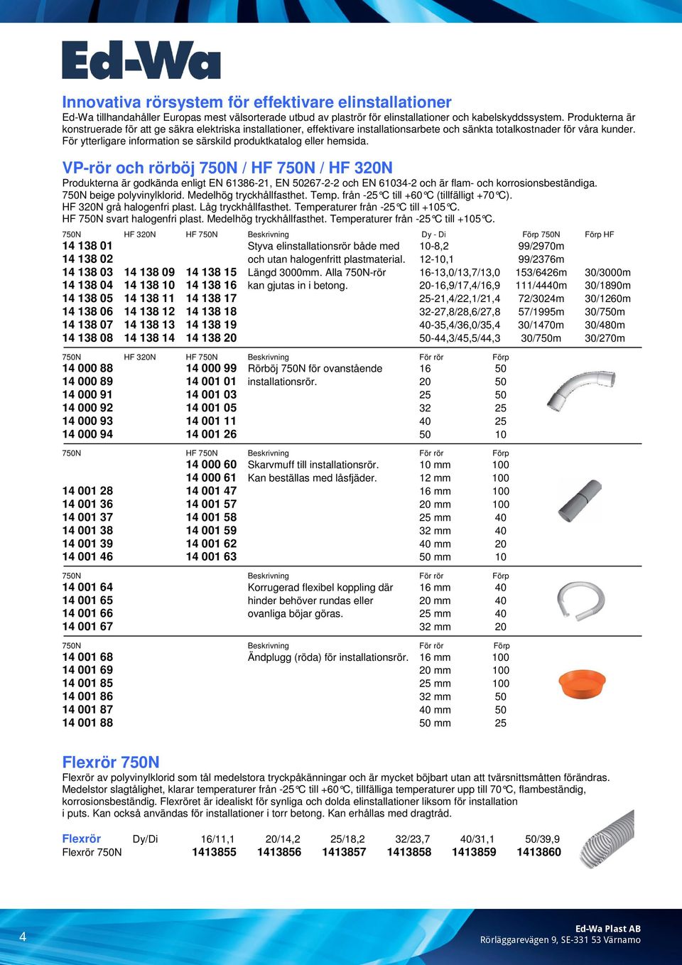 För ytterligare information se särskild produktkatalog eller hemsida.