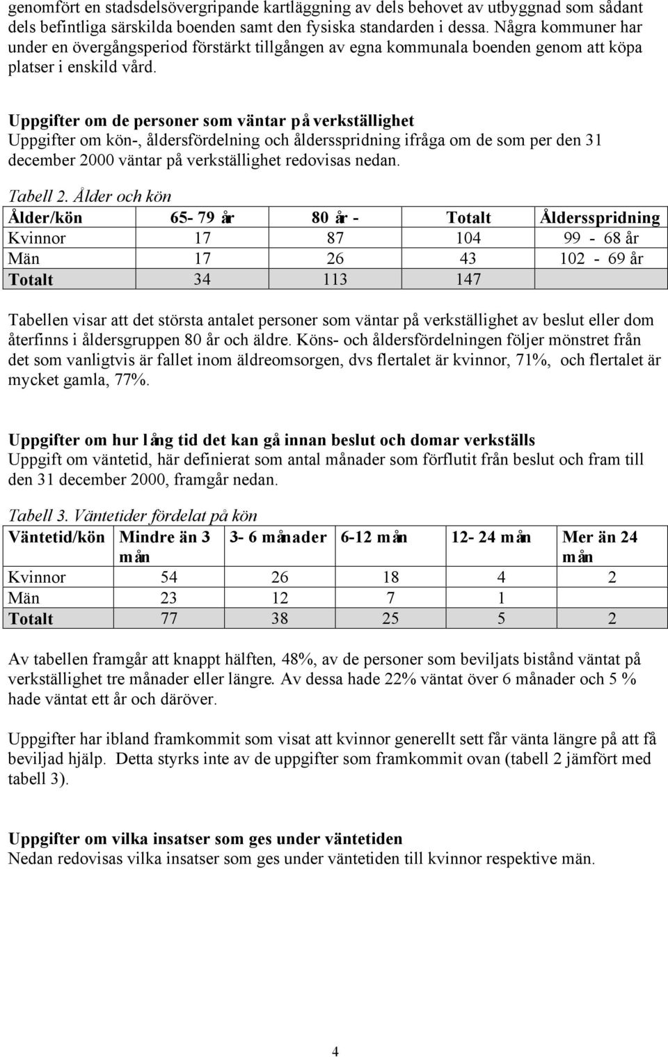 Uppgifter om de personer som väntar på verkställighet Uppgifter om kön-, åldersfördelning och åldersspridning ifråga om de som per den 31 december 2000 väntar på verkställighet redovisas nedan.