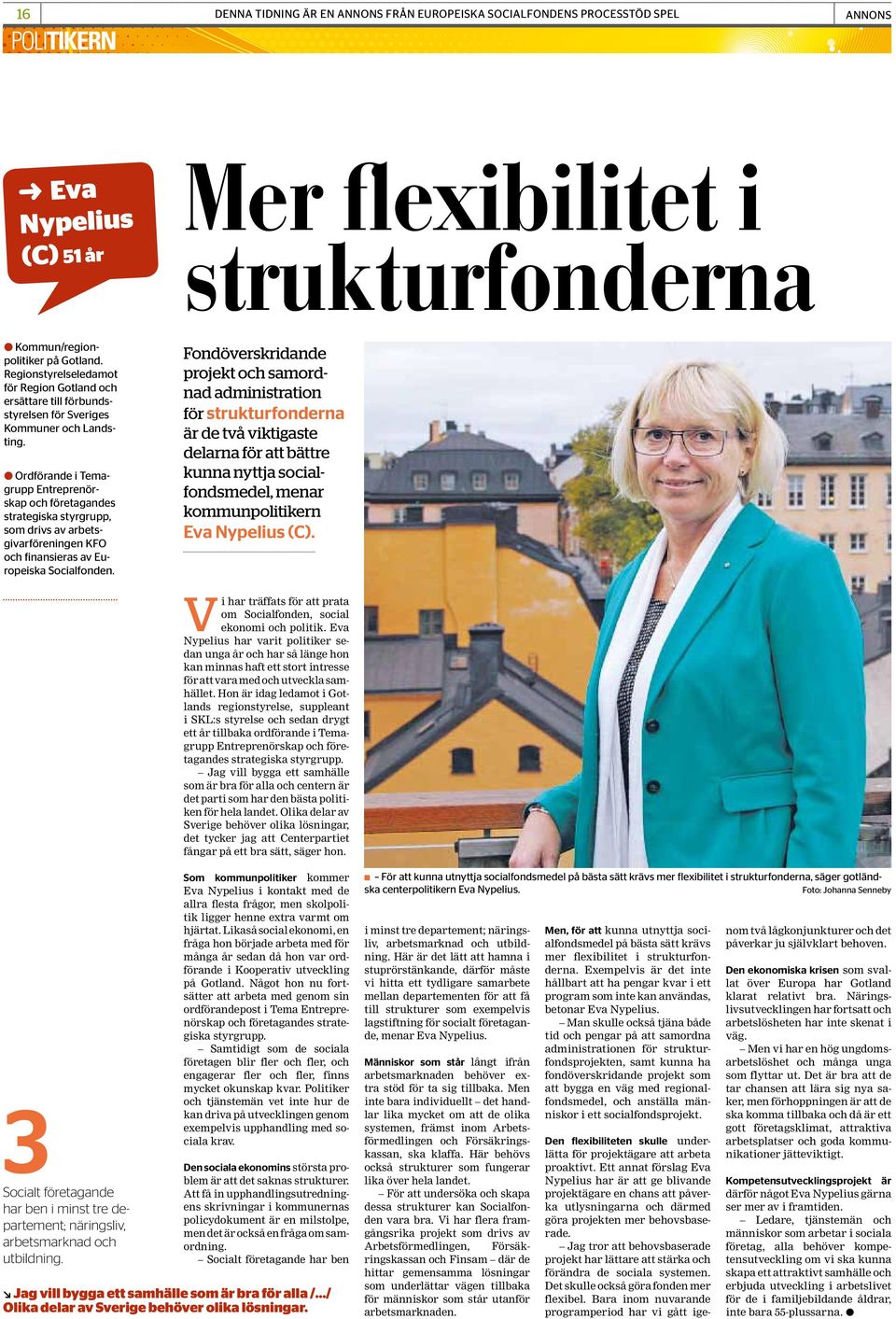 Ordförande i Temagrupp Entreprenörskap och företagandes strategiska styrgrupp, som drivs av arbetsgivarföreningen KFO och finansieras av Europeiska Socialfonden.