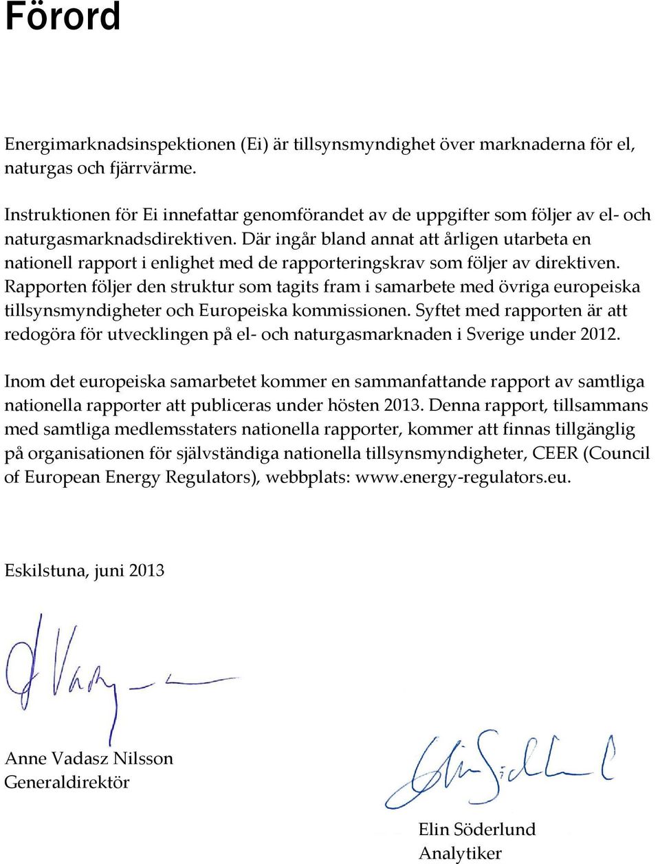 Där ingår bland annat att årligen utarbeta en nationell rapport i enlighet med de rapporteringskrav som följer av direktiven.