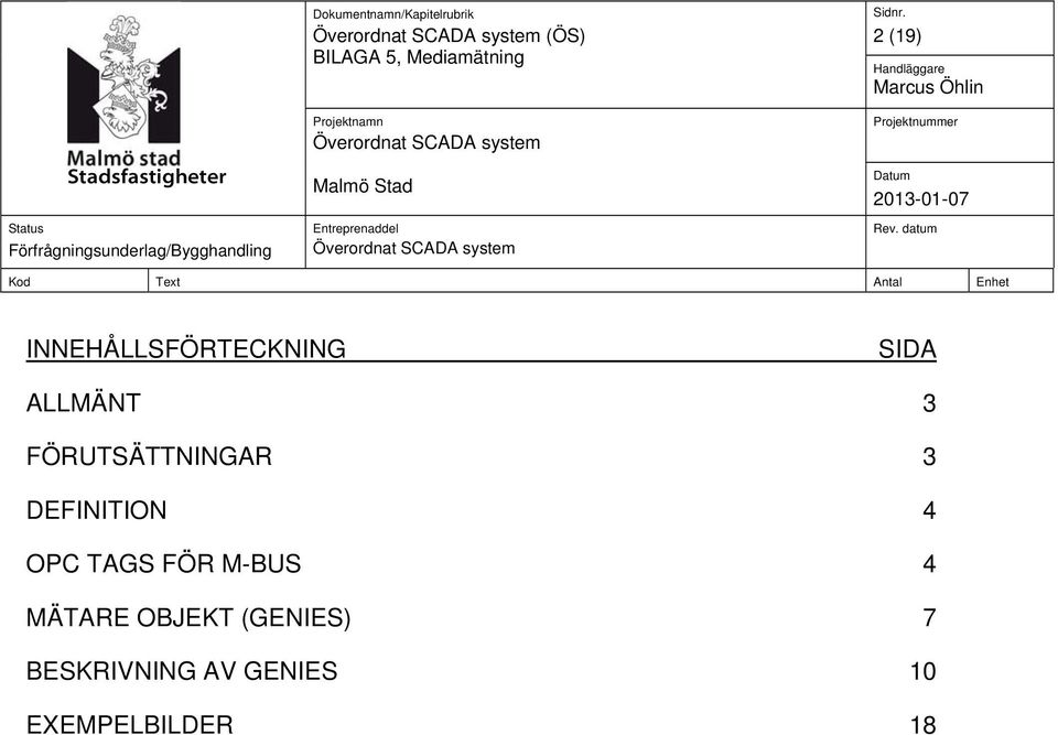 TAGS FÖR M-BUS 4 MÄTARE OBJEKT (GENIES) 7