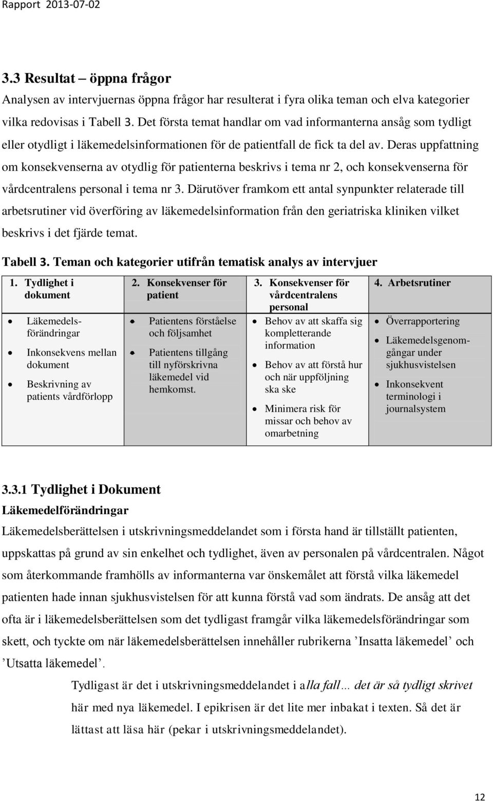 Deras uppfattning om konsekvenserna av otydlig för patienterna beskrivs i tema nr 2, och konsekvenserna för vårdcentralens personal i tema nr 3.