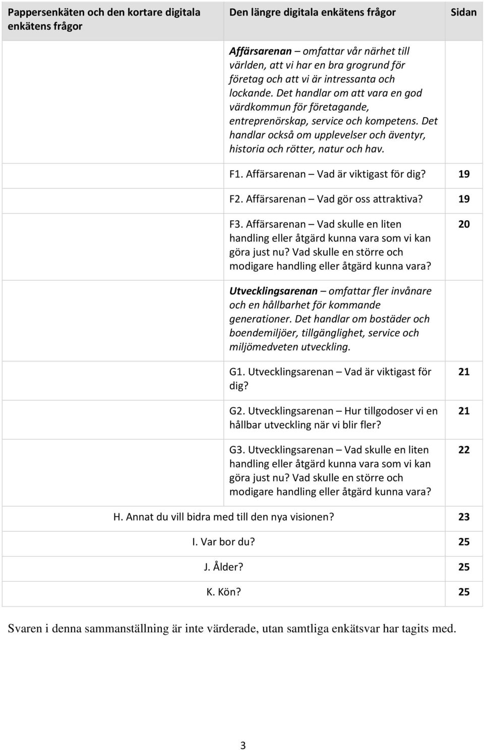 Det handlar också om upplevelser och äventyr, historia och rötter, natur och hav. Sidan F1. Affärsarenan Vad är viktigast för dig? 19 F2. Affärsarenan Vad gör oss attraktiva? 19 F3.