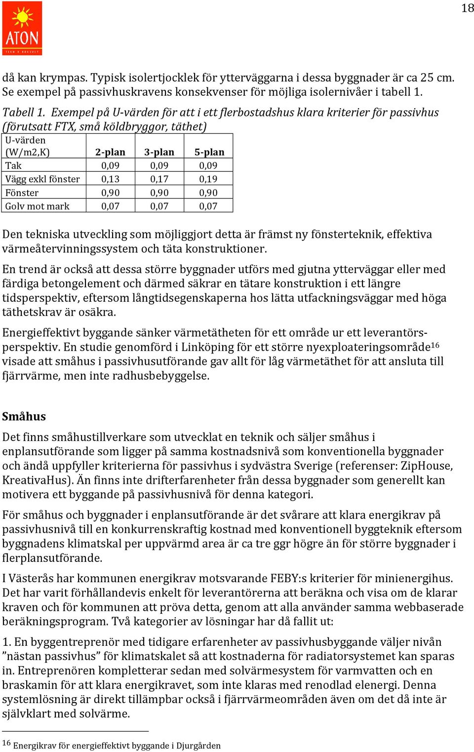 fönster 0,13 0,17 0,19 Fönster 0,90 0,90 0,90 Golv mot mark 0,07 0,07 0,07 Den tekniska utveckling som möjliggjort detta är främst ny fönsterteknik, effektiva värmeåtervinningssystem och täta