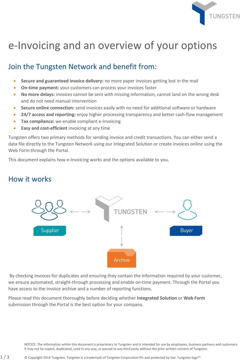 connection: send invoices easily with no need for additional software or hardware 24/7 access and reporting: enjoy higher processing transparency and better cash-flow management Tax compliance: we