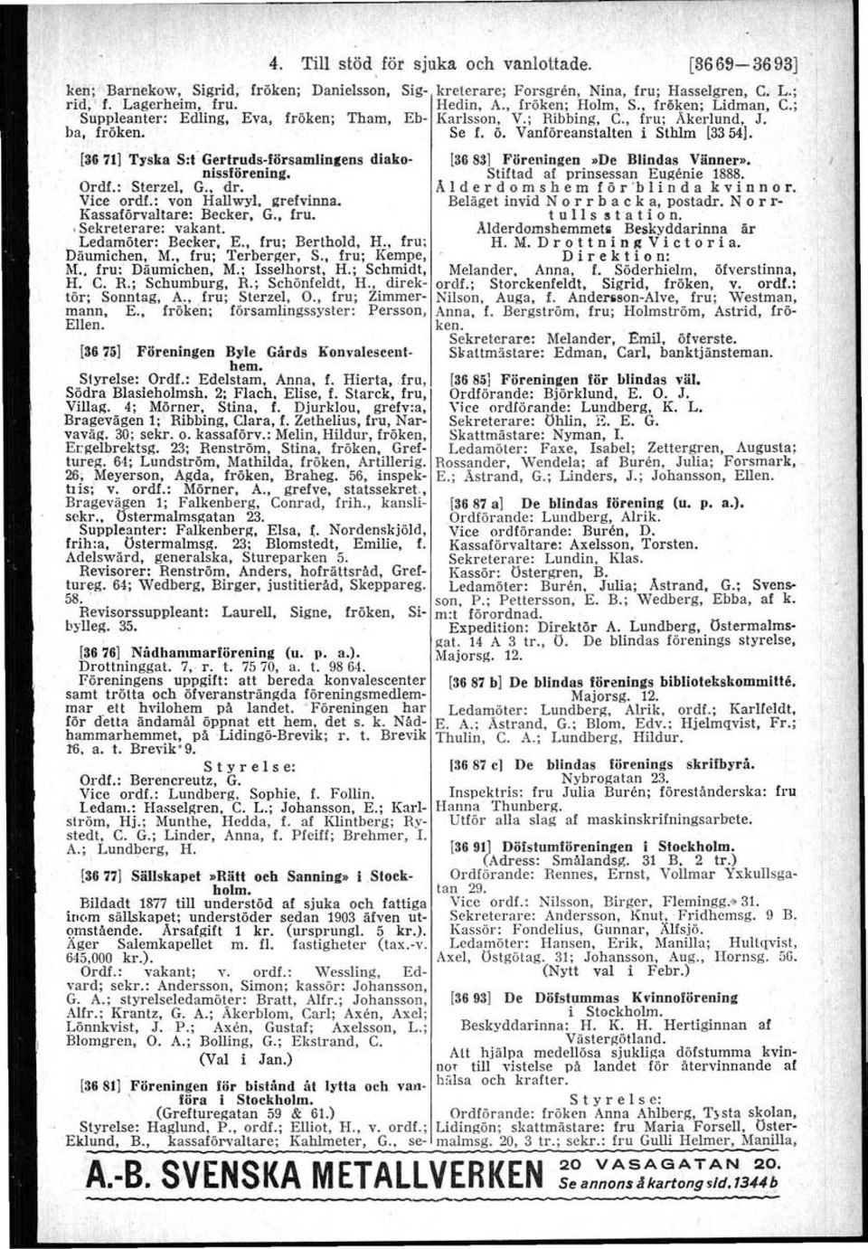 : Isselhorst, H.; Schmidt, H. C. R.: Schumburg, R.; Schönfeldt, H., direktör: Sonntag, A.. fru: Sterzel, O., fru: Zimmermann, E., fröken; Iörsamlingssyster: Persson, Ellen.