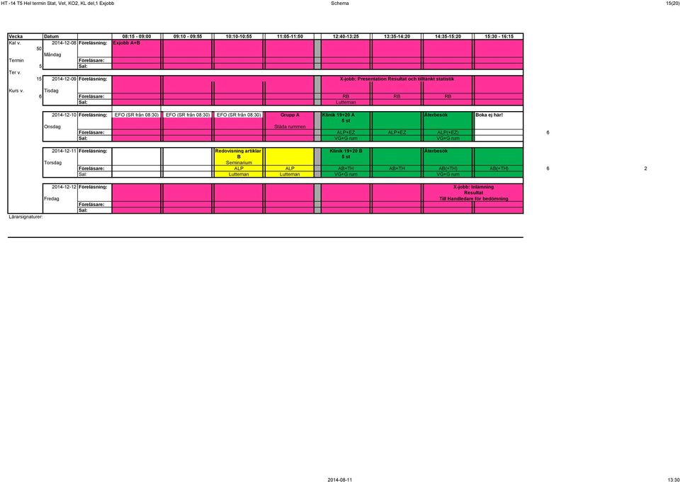 Föreläsning: EFO (SR från 08:30) EFO (SR från 08:30) EFO (SR från 08:30) Grupp A Klinik 19+20 A Återbesök Boka ej här!