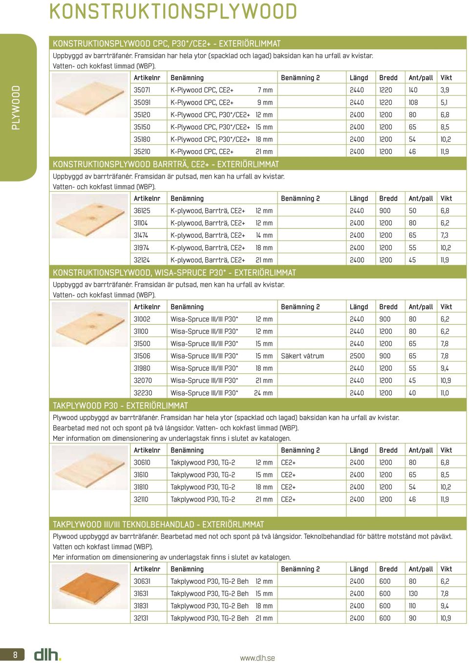 35071 K-Plywood CPC, CE2+ 7 mm 2440 1220 140 3,9 35091 K-Plywood CPC, CE2+ 9 mm 2440 1220 108 5,1 35120 K-Plywood CPC, P30*/CE2+ 12 mm 2400 1200 80 6,8 35150 K-Plywood CPC, P30*/CE2+ 15 mm 2400 1200