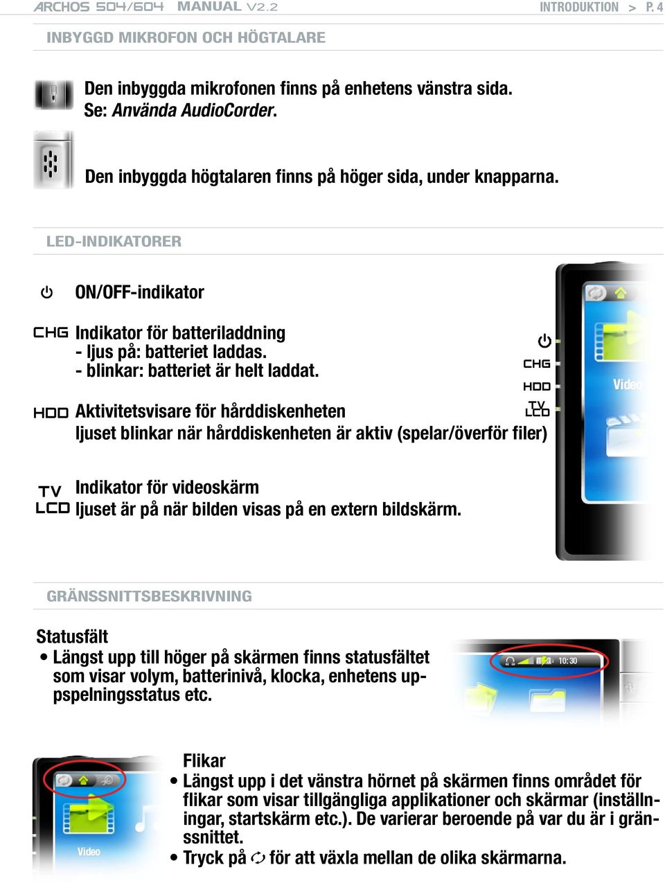 CHG HDD TV LCD HDD Aktivitetsvisare för hårddiskenheten ljuset blinkar när hårddiskenheten är aktiv (spelar/överför filer) TV LCD Indikator för videoskärm ljuset är på när bilden visas på en extern