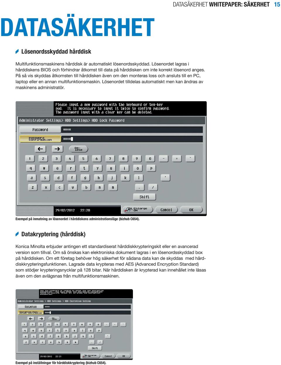 På så vis skyddas åtkomsten till hårddisken även om den monteras loss och ansluts till en PC, laptop eller en annan multifunktionsmaskin.