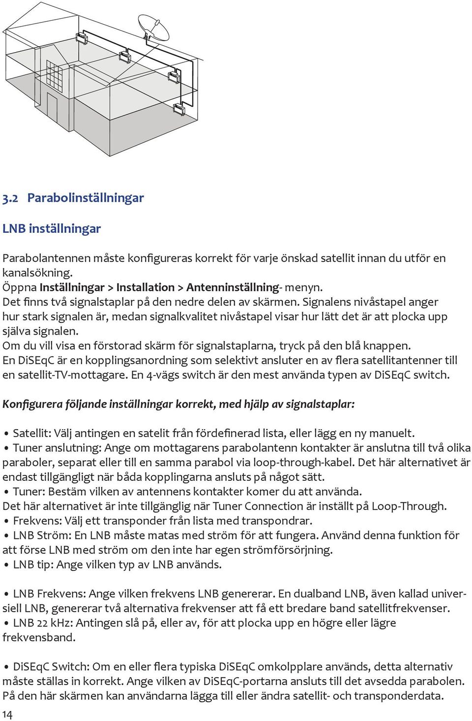 Signalens nivåstapel anger hur stark signalen är, medan signalkvalitet nivåstapel visar hur lätt det är att plocka upp själva signalen.