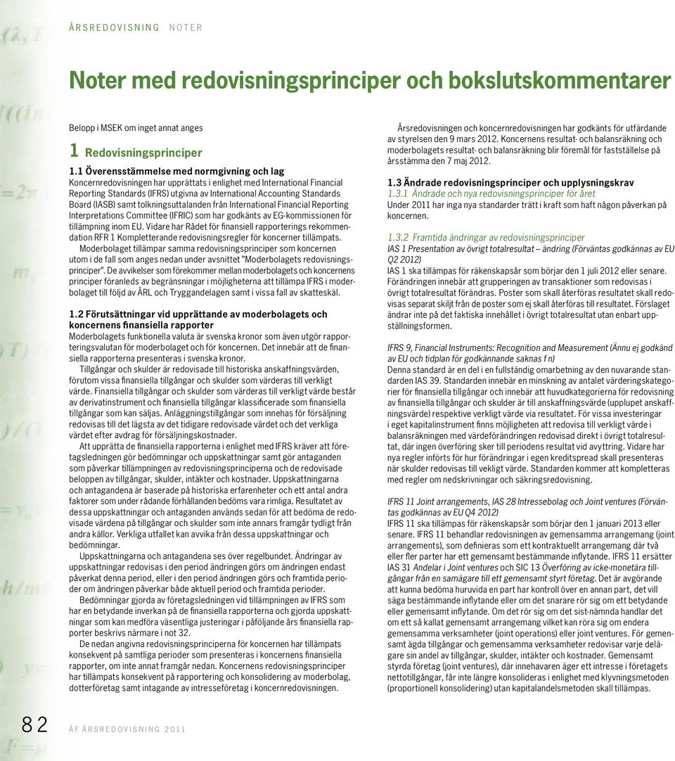 (IASB) samt tolkningsuttalanden från International Financial Reporting Interpretations Committee (IFRIC) som har godkänts av EG-kommissionen för tillämpning inom EU.