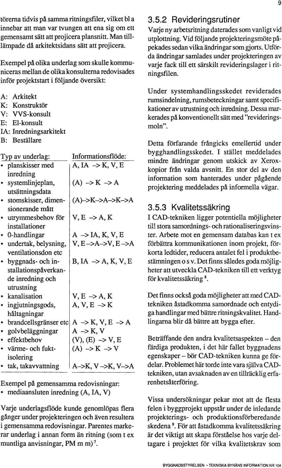 Inredningsarkitekt B: Beställare Typ av underlag: Informationsfl" e:. planskisser med A, TA -> K, V, E inredning.