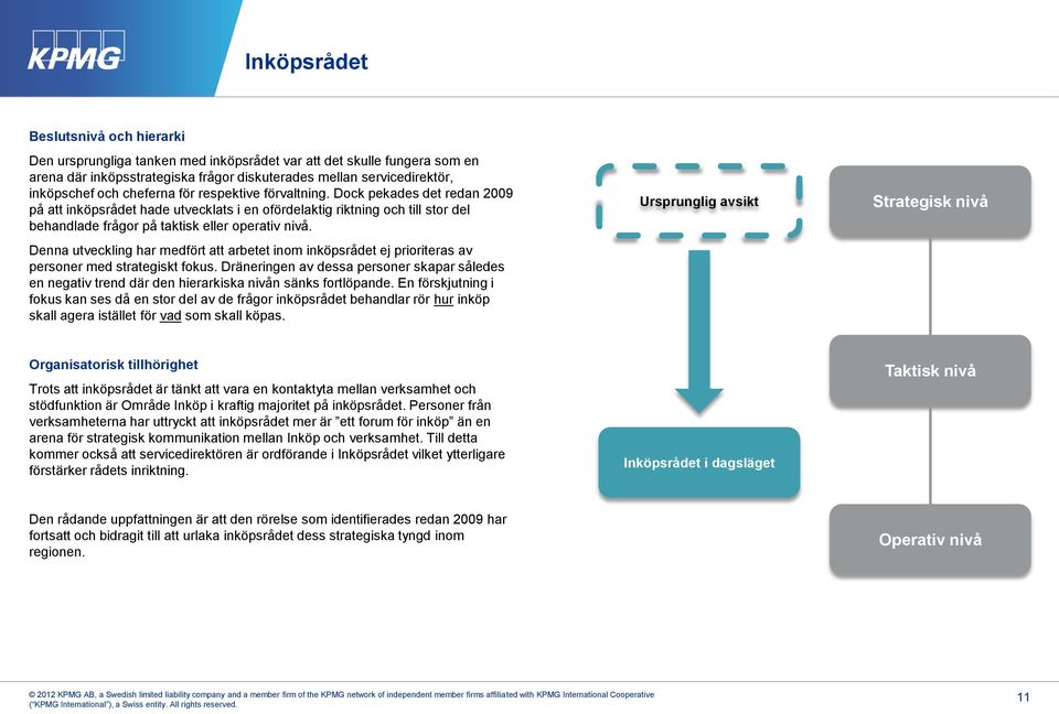 Denna utveckling har medfört att arbetet inom inköpsrådet ej prioriteras av personer med strategiskt fokus.