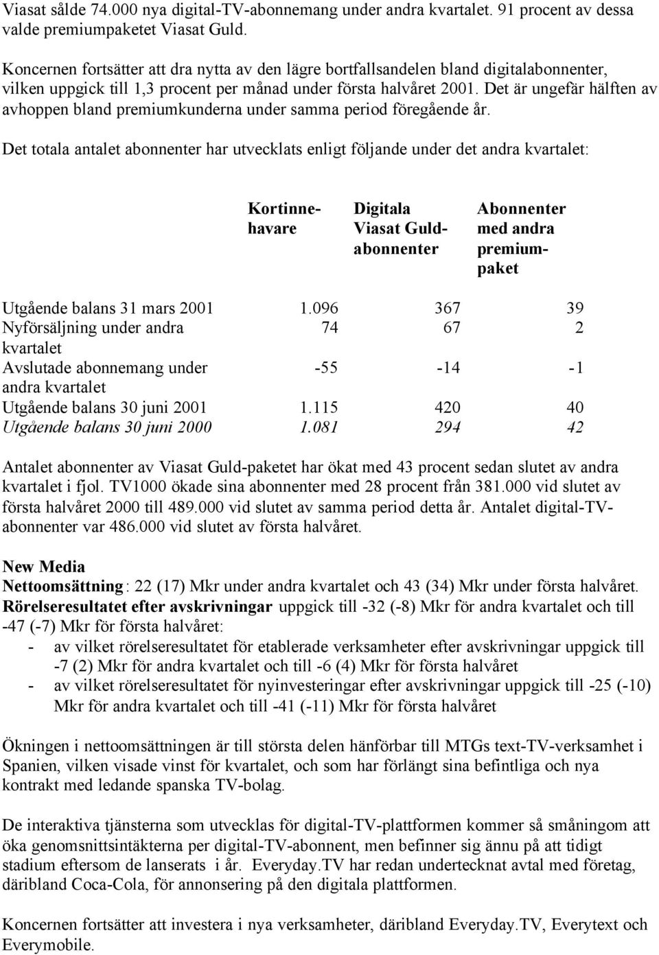 Det är ungefär hälften av avhoppen bland premiumkunderna under samma period föregående år.