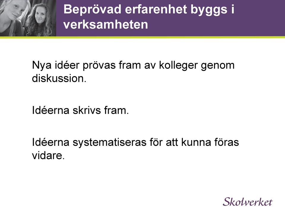 diskussion. Idéerna skrivs fram.