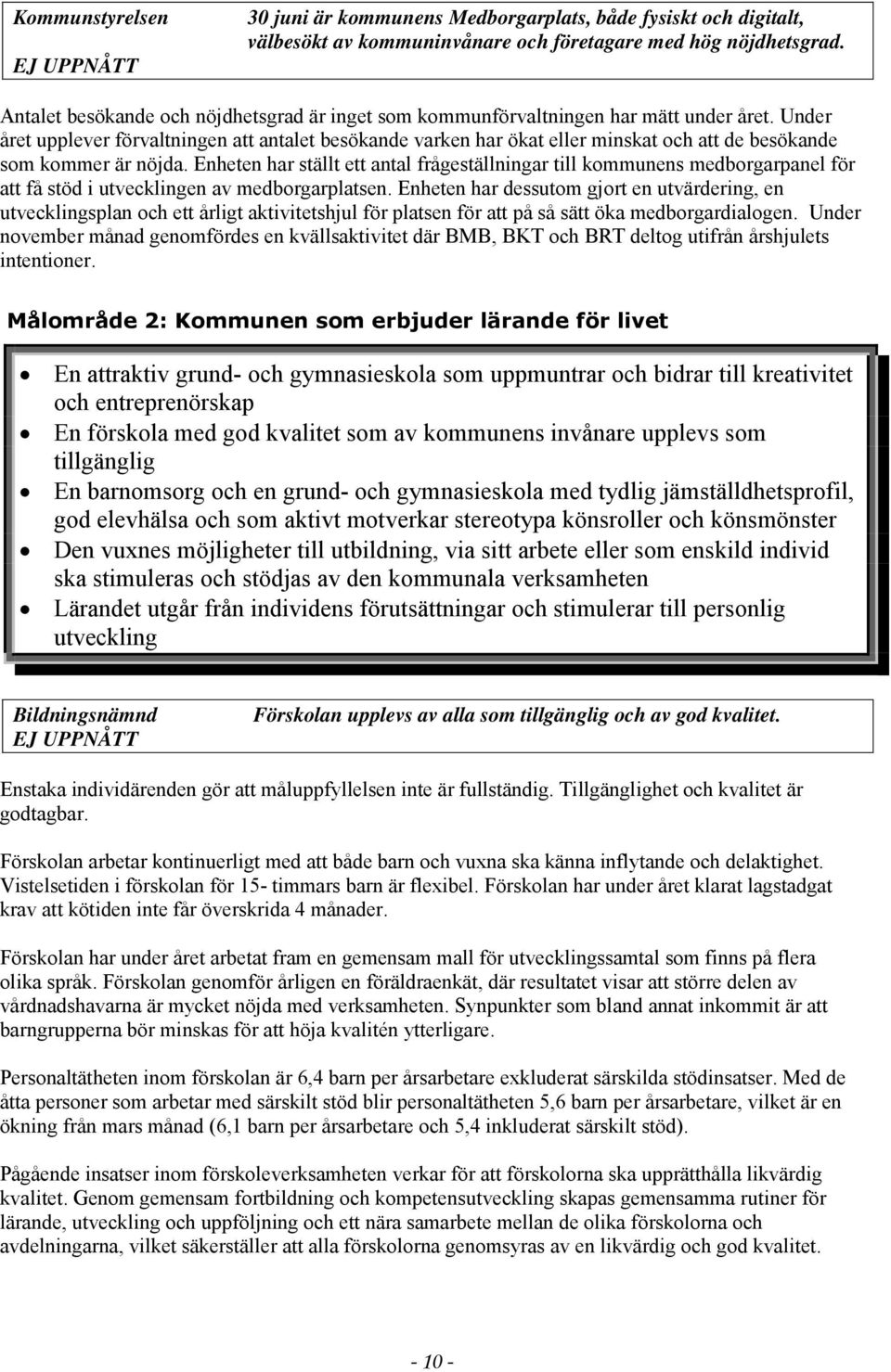 Under året upplever förvaltningen att antalet besökande varken har ökat eller minskat och att de besökande som kommer är nöjda.