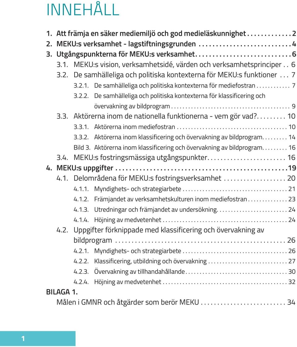 .. 9 3.3. Aktörerna inom de nationella funktionerna - vem gör vad?...10 3.3.1. Aktörerna inom mediefostran...10 3.3.2. Aktörerna inom klassificering och övervakning av bildprogram...14 Bild 3.