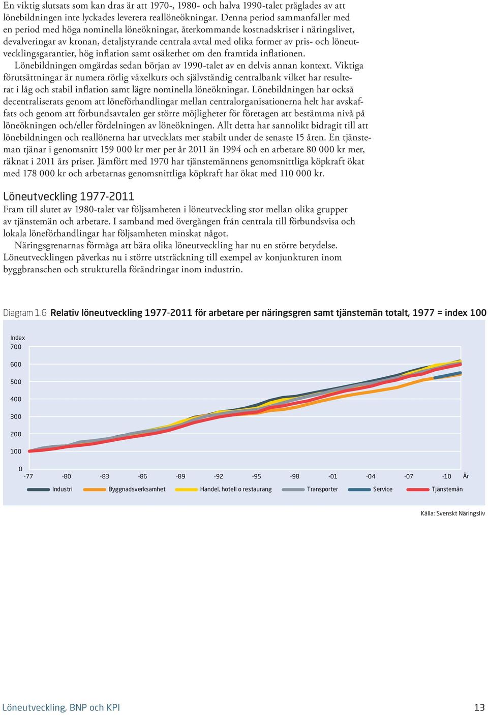 och löneutvecklingsgarantier, hög inflation samt osäkerhet om den framtida inflationen. Lönebildningen omgärdas sedan början av 199-talet av en delvis annan kontext.