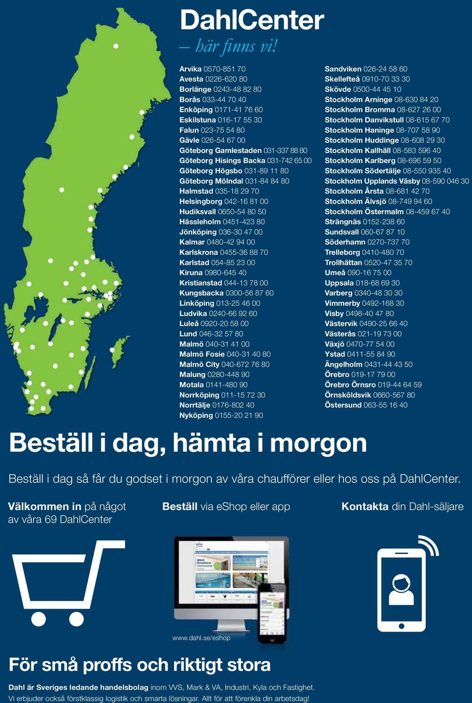 94 00 Karlskrona 0455-6 88 70 Karlstad 054-85 00 Kiruna 0980-645 40 Kristianstad 044-78 00 Kungsbacka 000-56 87 60 Linköping 0-5 46 00 Ludvika 040-66 9 60 Luleå 090-0 58 00 Lund 046-57 80 Malmö 040-4