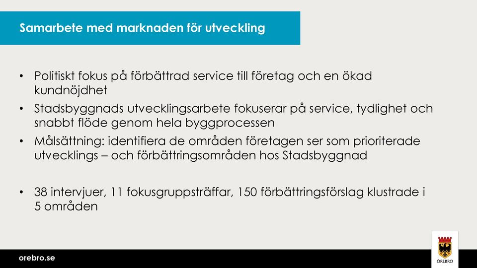 byggprocessen Målsättning: identifiera de områden företagen ser som prioriterade utvecklings och