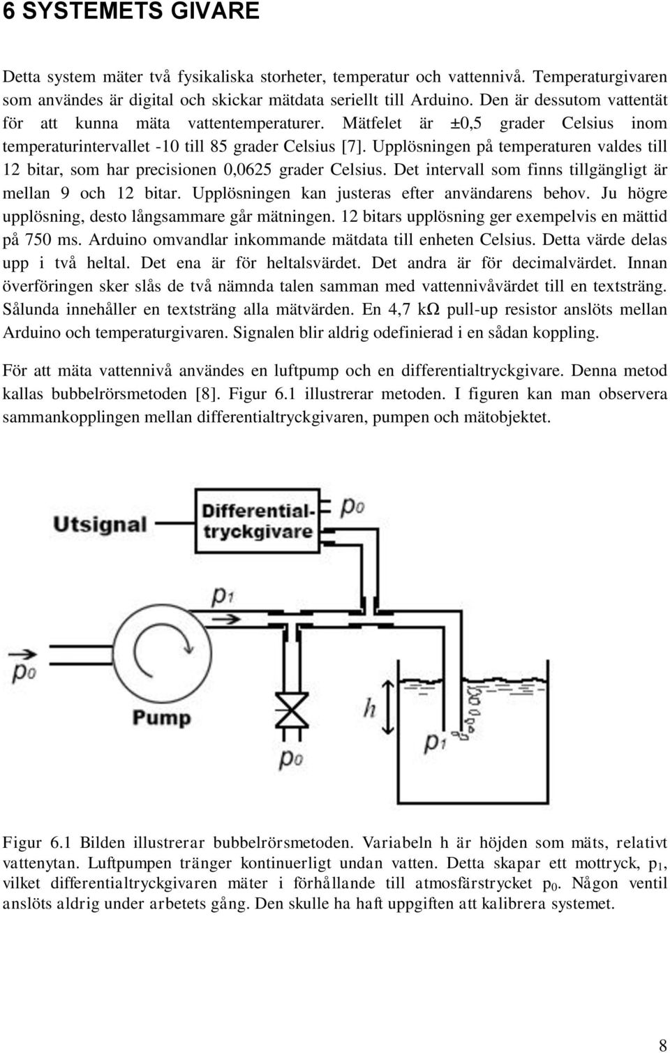 Upplösningen på temperaturen valdes till 12 bitar, som har precisionen 0,0625 grader Celsius. Det intervall som finns tillgängligt är mellan 9 och 12 bitar.