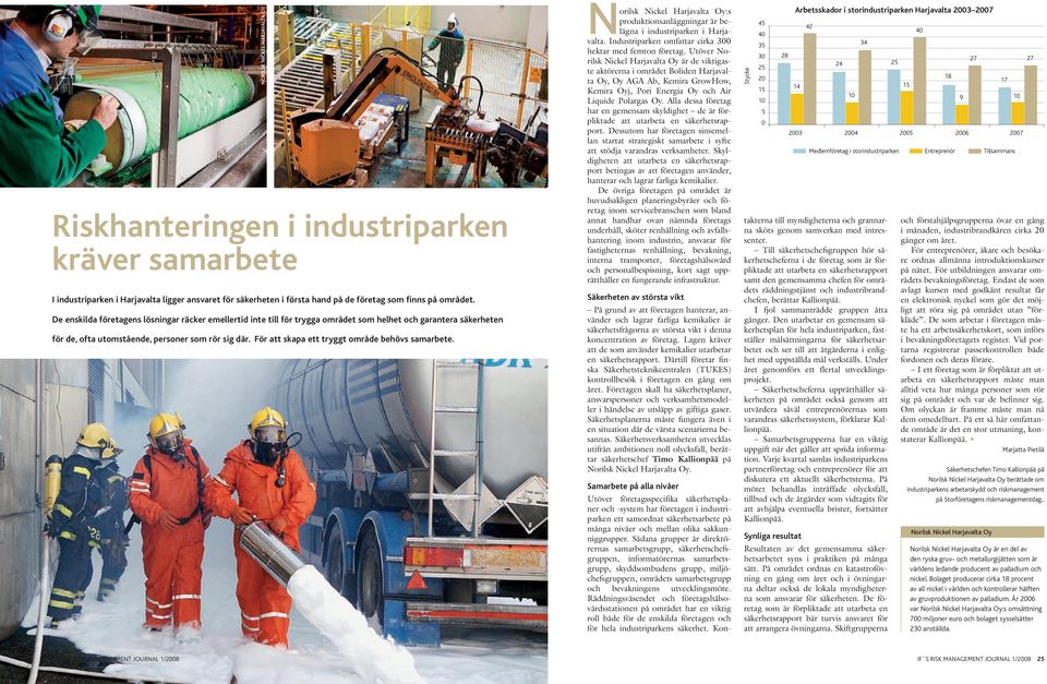 För att skapa ett tryggt område behövs samarbete. Norilsk Nickel Harjavalta Oy Norilsk Nickel Harjavalta Oy:s produktionsanläggningar är belägna i industriparken i Harjavalta.