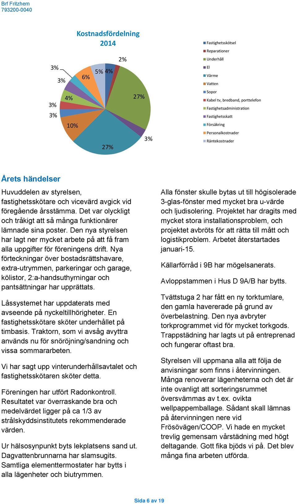 Det var olyckligt och tråkigt att så många funktionärer lämnade sina poster. Den nya styrelsen har lagt ner mycket arbete på att få fram alla uppgifter för föreningens drift.