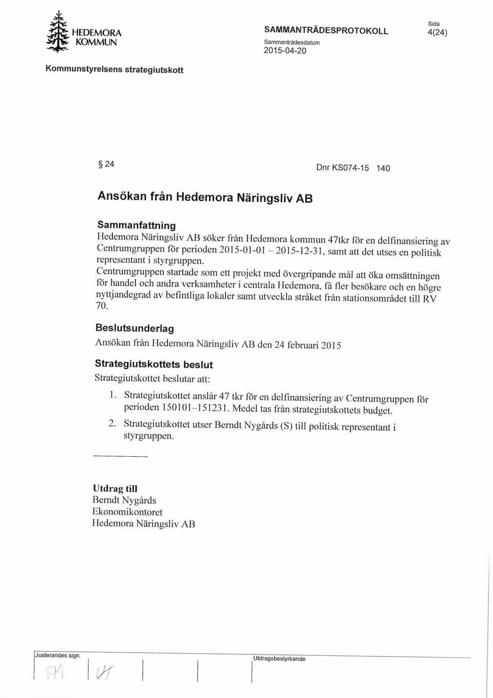 Centrumgruppen startade som ett projekt med overgripande mal att oka omsattningen for handel och andra verksamheter i centrala Hedemora, fa fler besokare och en hogre nyttjandegrad av befintliga