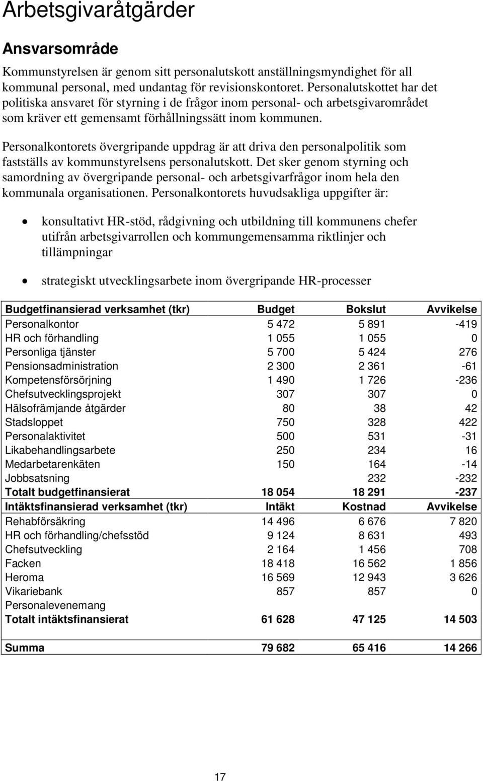 Personalkontorets övergripande uppdrag är att driva den personalpolitik som fastställs av kommunstyrelsens personalutskott.