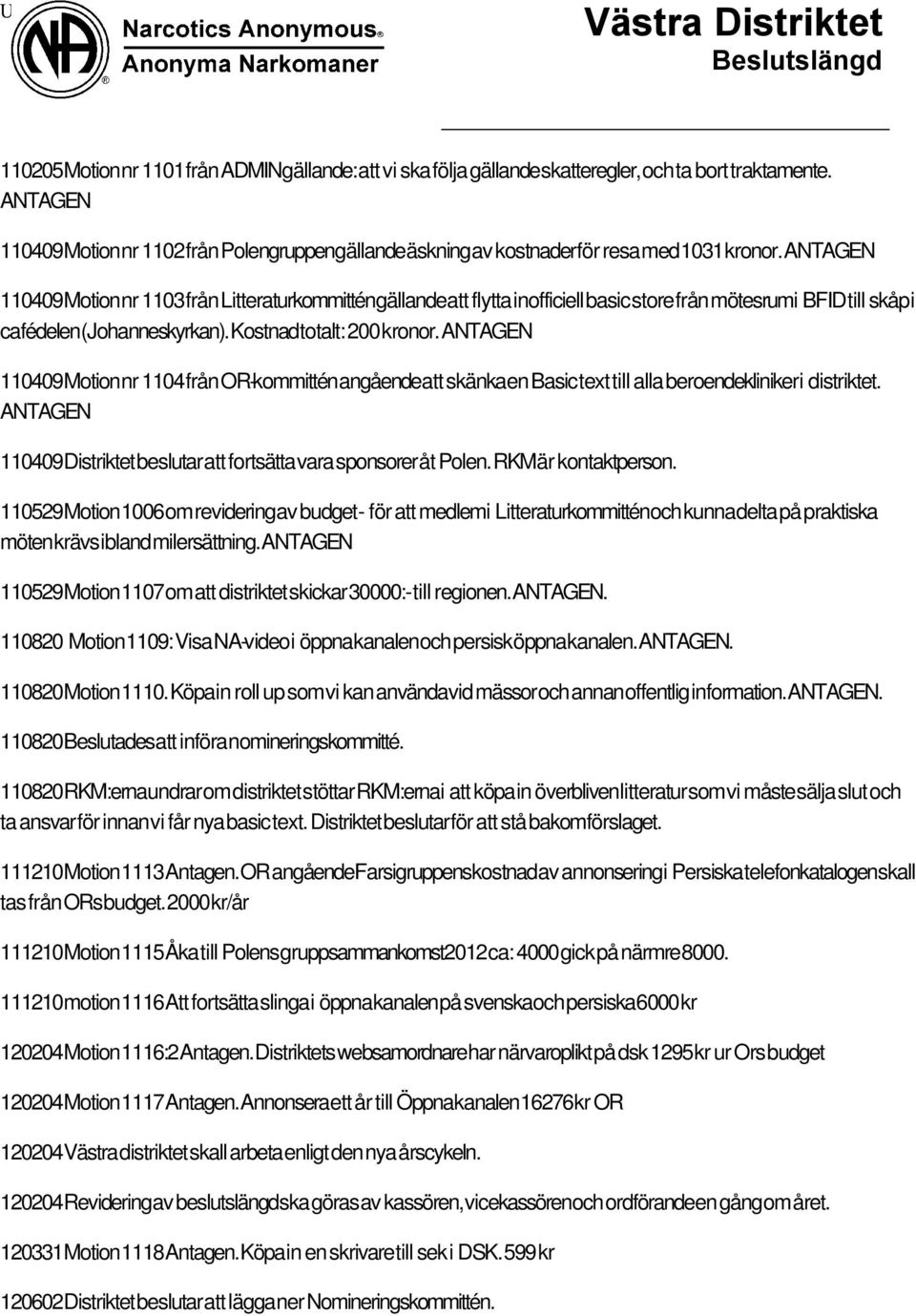 ANTAGEN 110409 Motion nr 1103 från Litteraturkommitténgällande att flytta inofficiell basic store från mötesrumi BFID till skåp i cafédelen (Johanneskyrkan). Kostnad totalt: 200 kronor.