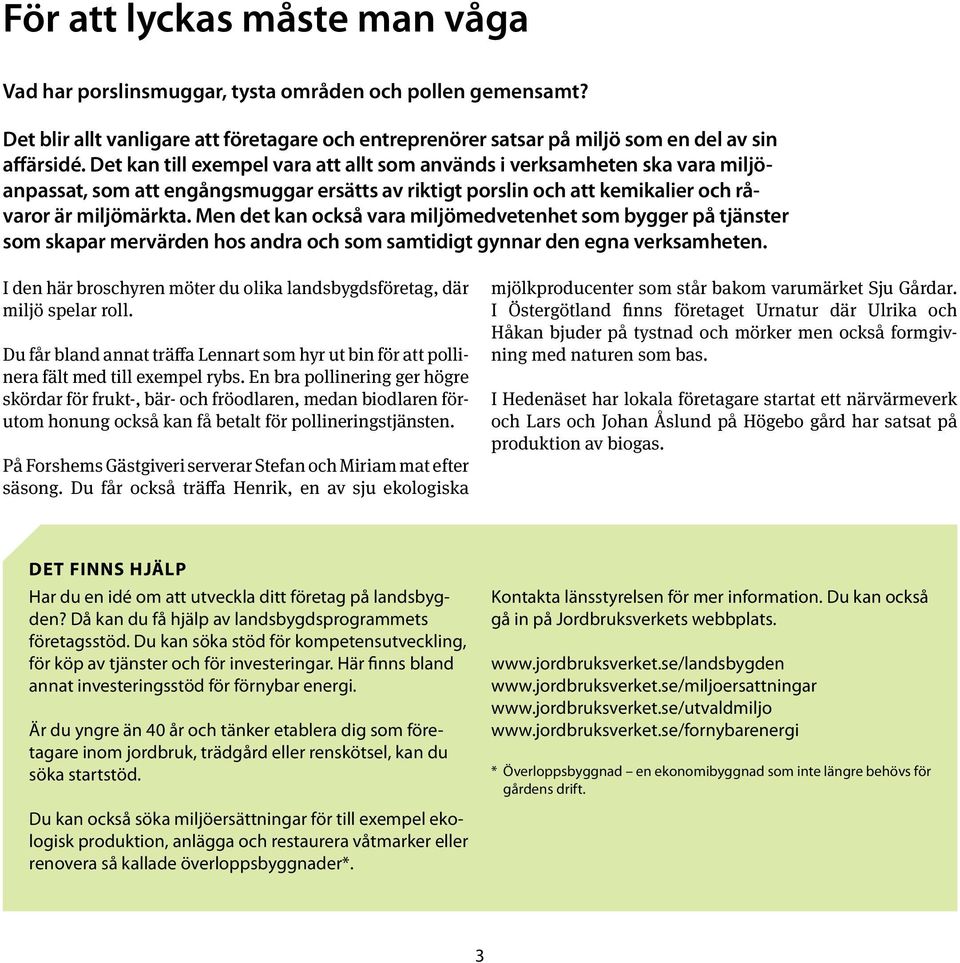 Men det kan också vara miljömedvetenhet som bygger på tjänster som skapar mervärden hos andra och som samtidigt gynnar den egna verksamheten.